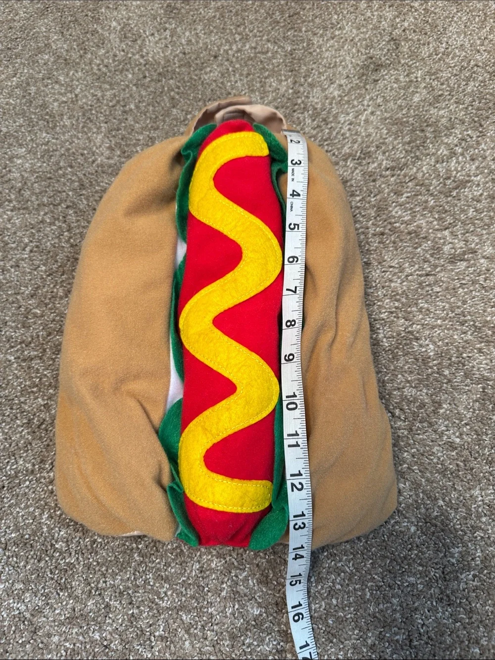 Dog Hot Dog Costume Halloween Pet Costume 3/D plush pet dress up SZ Medium